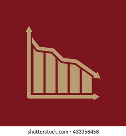 The graph down icon. Chart below and loss, reduction symbol. Flat Vector illustration