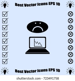 Graph down icon, financial crisis vector illustration 