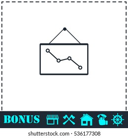 Graph down icon flat. Simple vector symbol and bonus icon