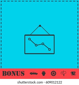 Graph down icon flat. Simple vector symbol and bonus icon