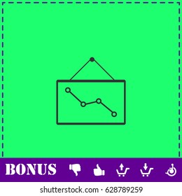 Graph down icon flat. Simple vector symbol and bonus icon