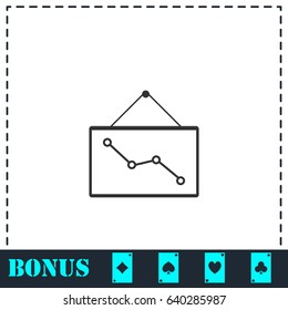 Graph down icon flat. Simple vector symbol and bonus icon