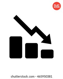 Graph down Icon Flat Style Isolated Vector Illustration