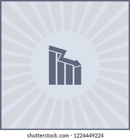 Graph down icon on grey background. Vector illustration.