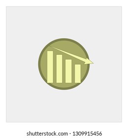 Graph down icon on white background. Vector.