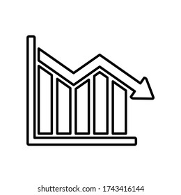 graph down icon symbol vector on white background