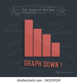 Graph down on blackboard background,clean vector