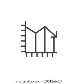 Graph down outline icon. linear style sign for mobile concept and web design. Falling chart statistics simple line vector icon. Symbol, logo illustration. Pixel perfect vector graphics