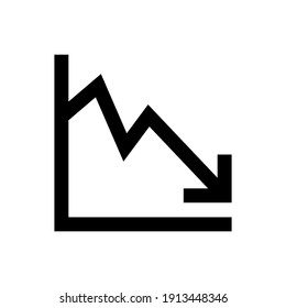 Graph down, reduce progress glyph icon. Simple solid style efficiency decrease graphic, finance chart, abstract graph, trend vector illustration. Arrow below, bankrupt. EPS 10