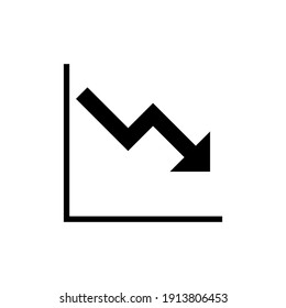 Graph down, reduce progress glyph icon. Simple solid style efficiency decrease graphic, finance chart, abstract graph, trend vector illustration. Arrow below, bankrupt. EPS 10