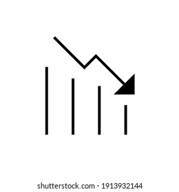 Graph down, reduce progress glyph icon. Simple solid style efficiency decrease graphic, finance chart, abstract graph, trend vector illustration. Arrow below, bankrupt. EPS 10