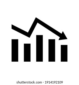 Graph down, reduce progress line icon. Simple outline style efficiency decrease graphic financial chart, abstract graph, trend vector illustration. Arrow below, bankrupt. Editable stroke EPS 10