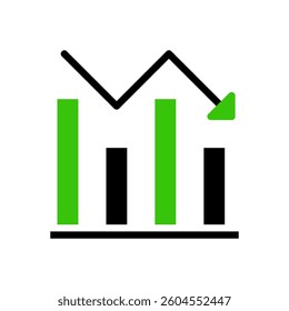 Graph with a downward trend indicating decline