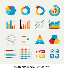 Graph Elements Of Business With Flat Design