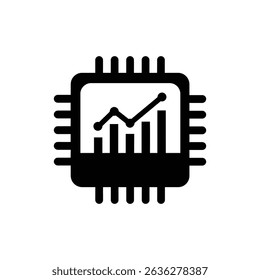 Graph emerging from chip illustrating data analytics and technology growth