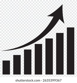 Graph enhancing and falling icon. Vector graph with black, green and red arrows. Graph with increase and decrease report.