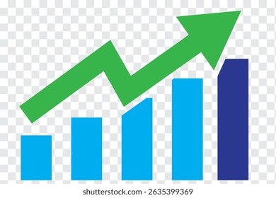 Graph enhancing and falling icon. Vector graph with black, green and red arrows. Graph with increase and decrease report.