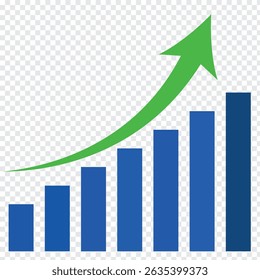 Ícone de realce e queda do gráfico. Gráfico vetorial com setas pretas, verdes e vermelhas. Gráfico com relatório de aumento e diminuição.