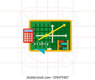 Graph and Equation as Algebra Concept Icon