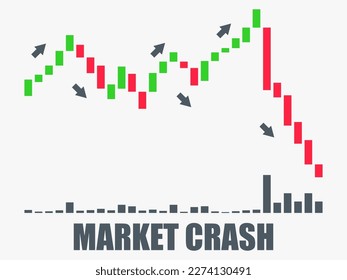 Gráfico de la caída del mercado financiero. El colapso de las acciones, las criptomonedas. Tabla de indicadores del mercado de osos. Diseño para banner, afiche y artículos promocionales. Ilustración del vector