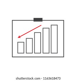 Graph falling red point arrow icon vector illustration