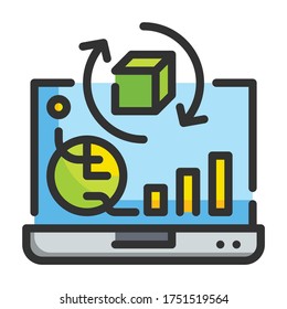 Icono Rellenar contorno de gráfico. Concepto de pensamiento de diseño.