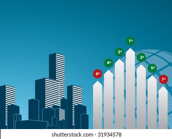 graph finance and background city