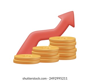 Graph finance chart diagram on economy 3d coin background with growth financial data concept or investment market profit bar and success market stock technology currency report. Financial and banking 