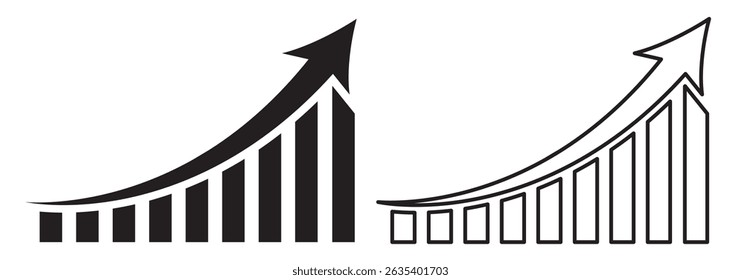 Graph Financial arrows up and down. Vector graph with black, green and red arrows. Graph with increase and decrease Report.  Vector illustration.