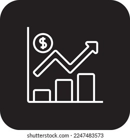 Graph Fintech Startsymbole mit schwarzer Linie