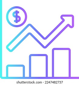 Graph Fintech iconos de inicio con estilo de contorno de degradado azul