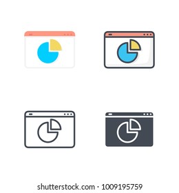Graph Flat Colored Line Silhouette Icon Vector