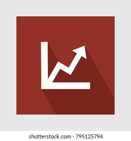 Graph Flat Icon With Long Shadow.