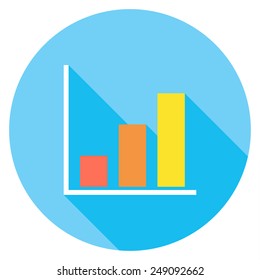  Graph flat icon. Modern flat icons with long shadow effect in stylish colors. Icons for Web and Mobile Application. EPS 10. 