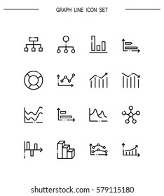 Graph flat icon set. Collection of high quality outline symbols for web design, mobile app. Diagram vector thin line icons or logo.