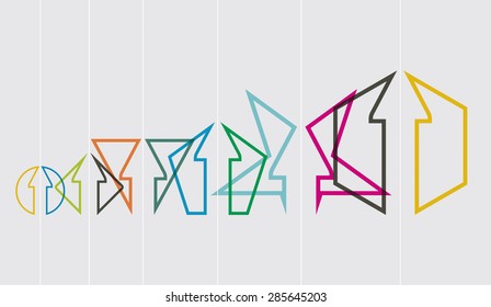 Graph and flow diagram, illustration with abstract arrows