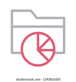 graph folder vector color line icon 