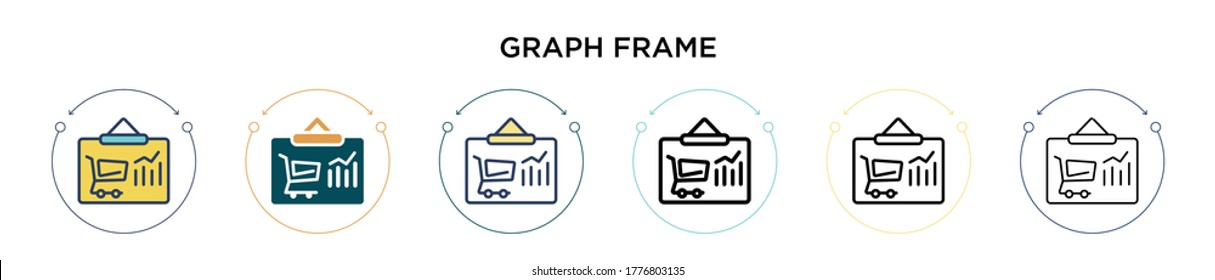 Graph frame icon in filled, thin line, outline and stroke style. Vector illustration of two colored and black graph frame vector icons designs can be used for mobile, ui, web