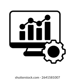 Graph glyph icon, use for machine learning, education, technology industry, UI, UX kit, app and web development, digital or print.