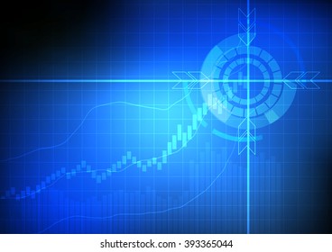 Graph and goal point on business background vector