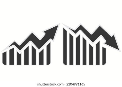 Graph Going Up And Down Sign With Arrows , 3d Rendering