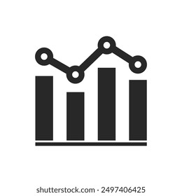Graph going Up and Down sign with green and red arrows vector set. Flat design vector set of a concept of sales bar chart symbol icon with arrow moving down and sales bar chart with arrow moving up.
