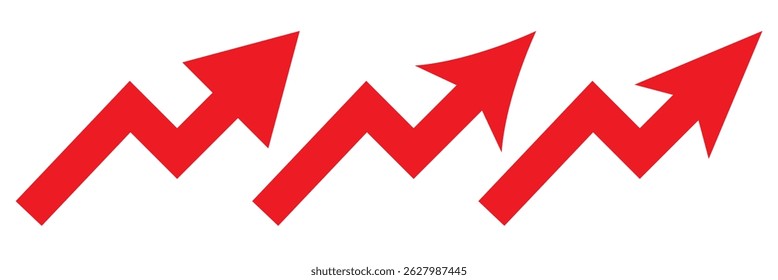Graph going Up and Down sign with green and red arrows vector. Flat design vector illustration concept of sales bar chart symbol icon with arrow moving down and sales bar chart with arrow moving up