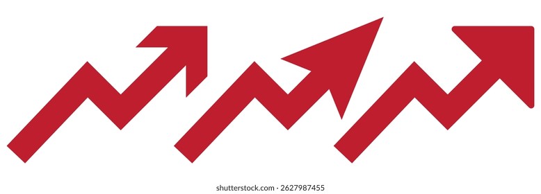 Gráfico que va arriba y abajo signo con Vector de flechas verdes y rojas. Concepto de Ilustración vectorial de diseño plano de icono de gráfico de barras de ventas con flecha que se mueve hacia abajo y gráfico de barras de ventas con flecha que se mueve hacia arriba