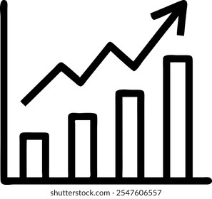 Gráfico subiendo signo. Concepto de Vector de diseño plano de icono de gráfico de barras de ventas con flecha que se mueve hacia arriba y gráfico de barras de ventas con flecha que se mueve hacia arriba.