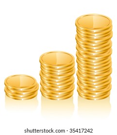 gráfico de monedas de oro - ilustración vectorial