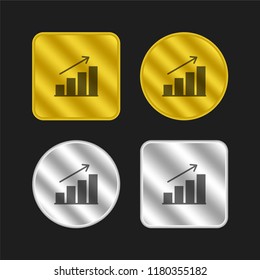 Graph gold and silver metallic coin logo icon design