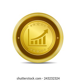 Graph Golden Vector Icon Button