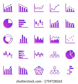Graph gradient icons on white background, stock vector