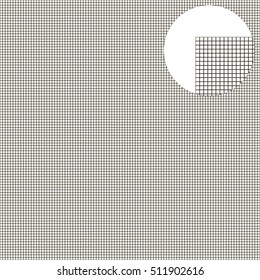 Graph grid seamless squared cells paper background with increased part of the grid cells. Paper sheet pattern. EPS10 vector